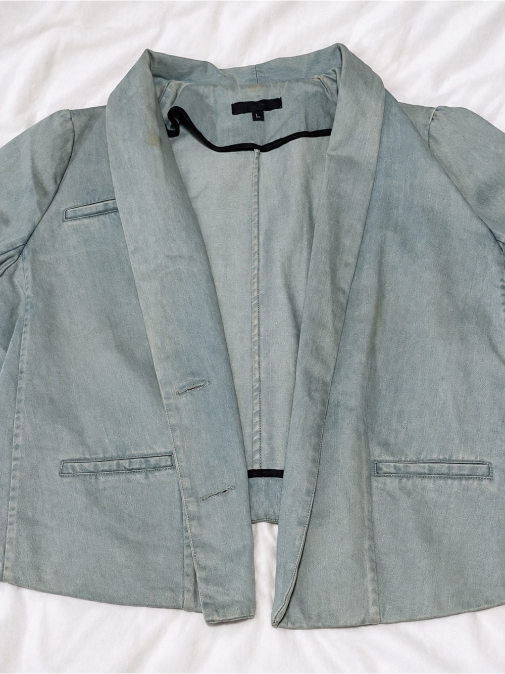 Joe's Jeans Pale Blue Open-Front Shawl Collar Blazer